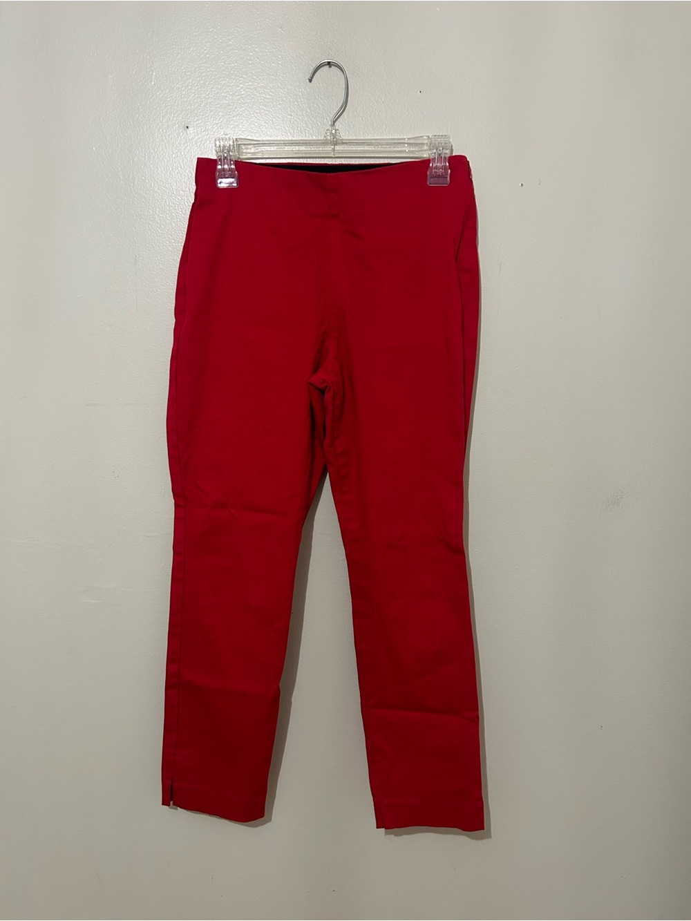 OLD NAVY | Bright Red Slim Trousers with Elastic Waistband & Side Zipper, Size 8